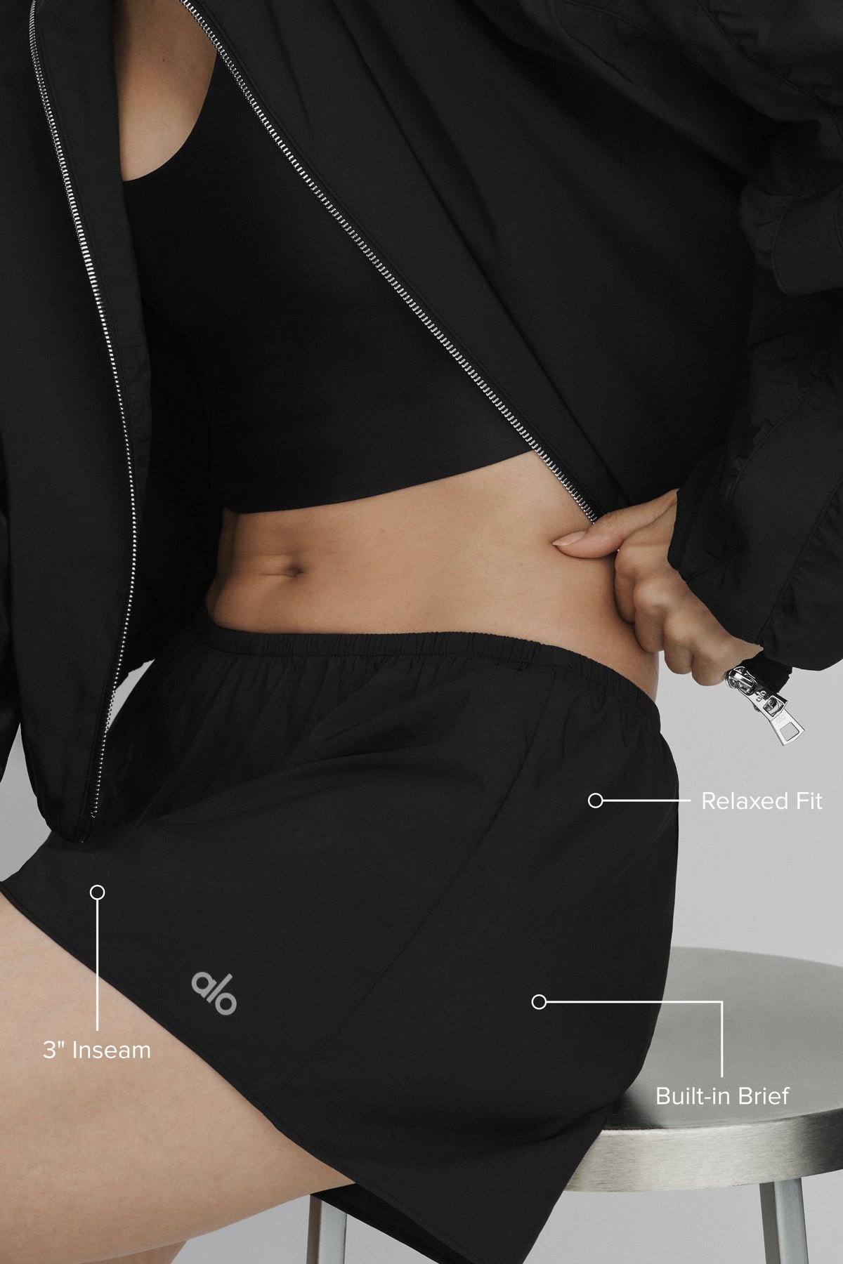 Alo Yoga High-Waist Prismatic Short in Black, product image 2 of 5