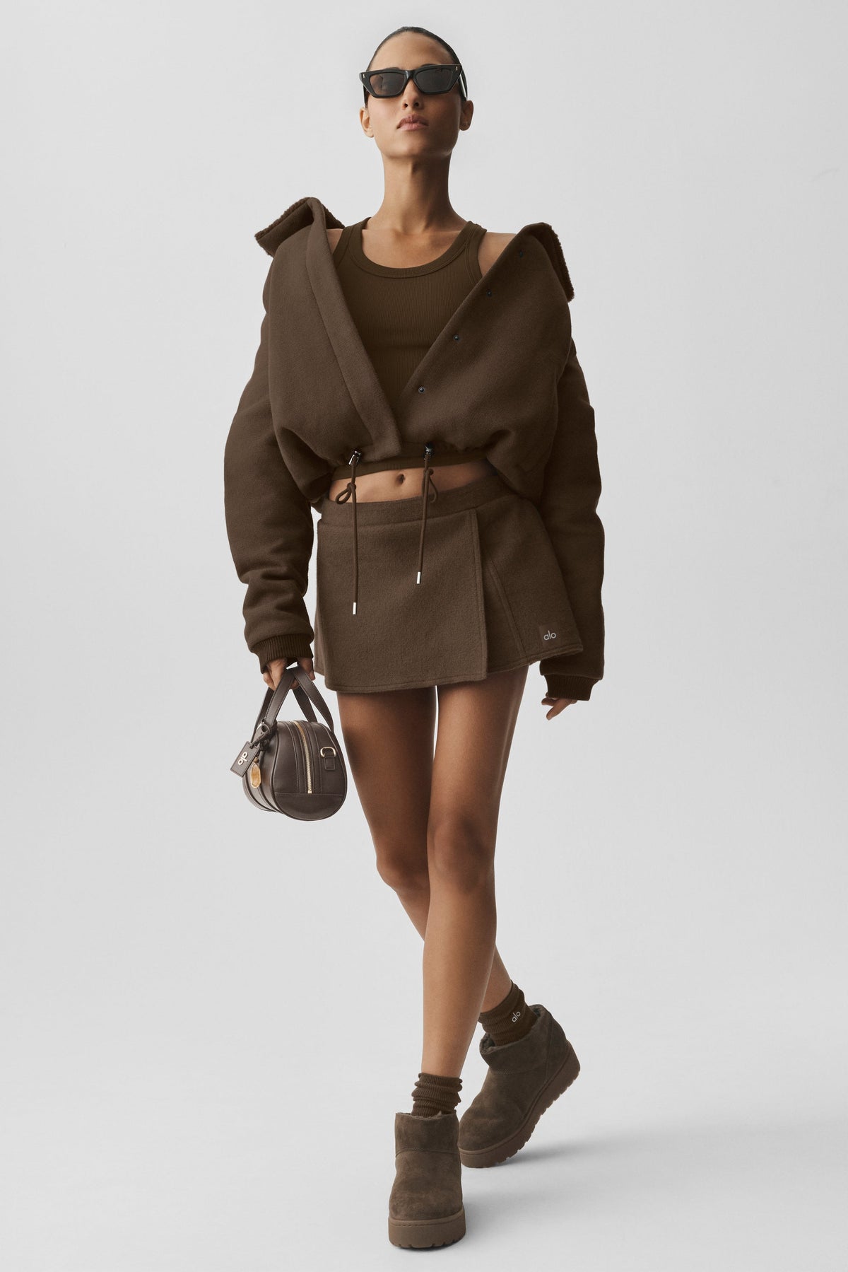 Alo Yoga Alpine Meadow Mini Skirt in Espresso