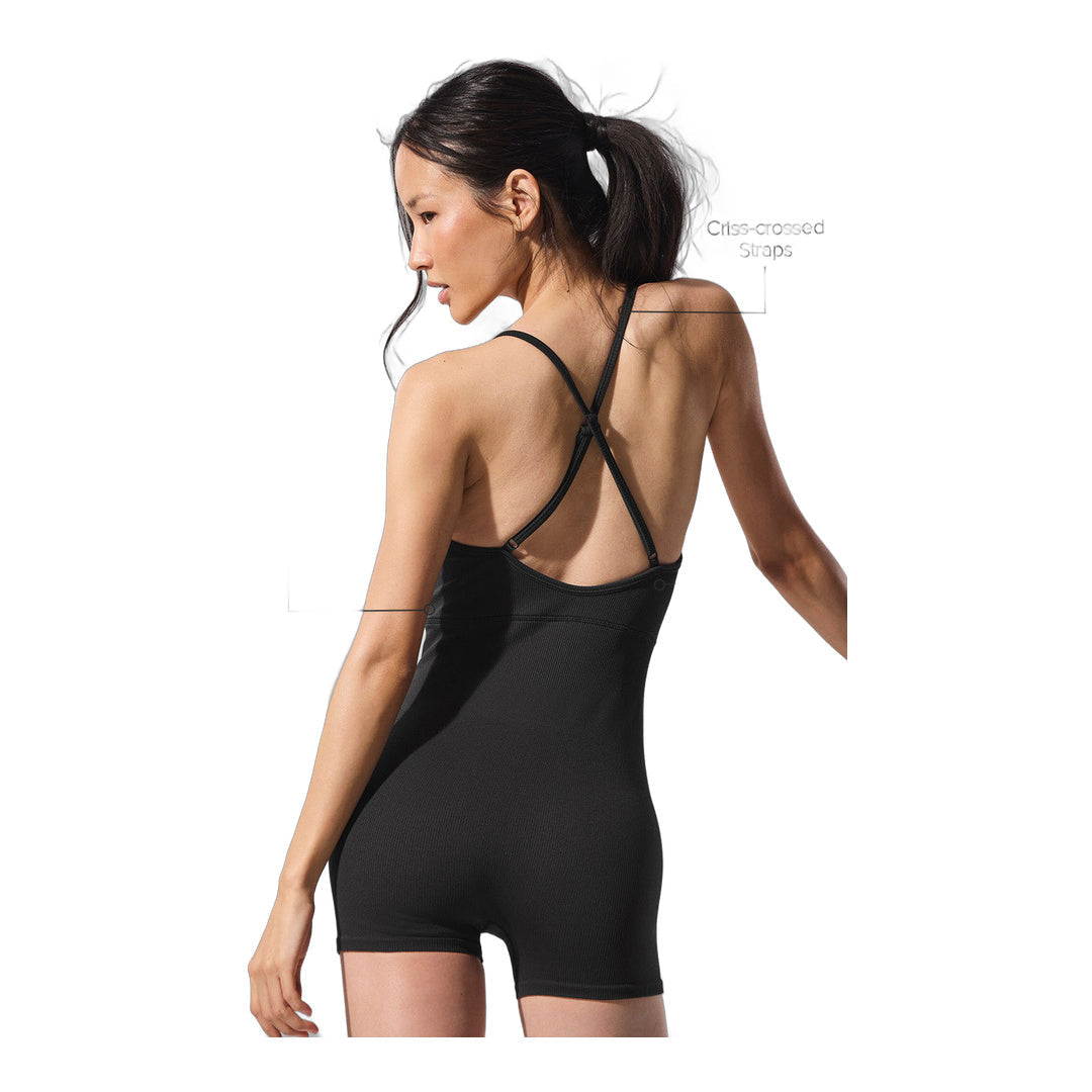 alo Seamless Ribbed Favorite Onesie - Black by Alo Yoga