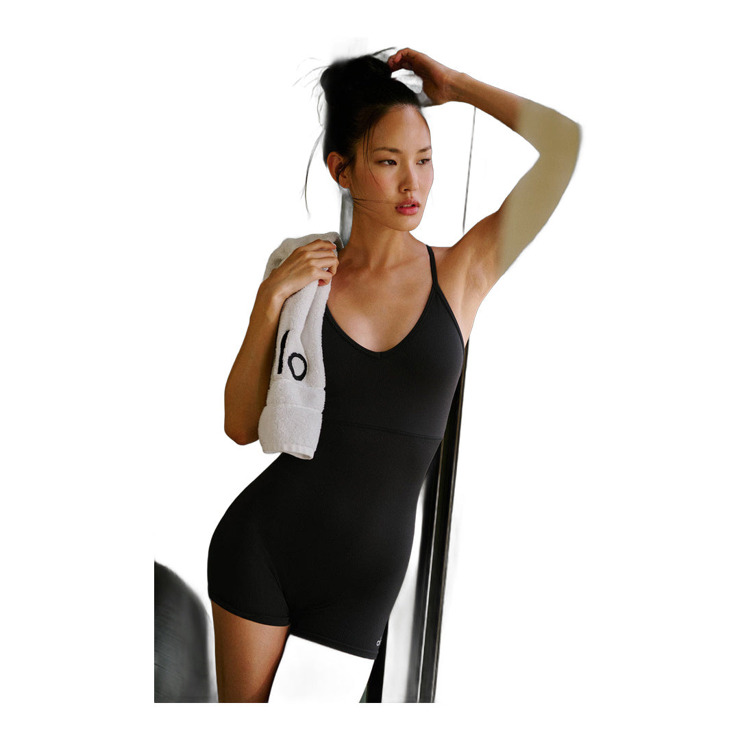 alo Seamless Ribbed Favorite Onesie - Black by Alo Yoga