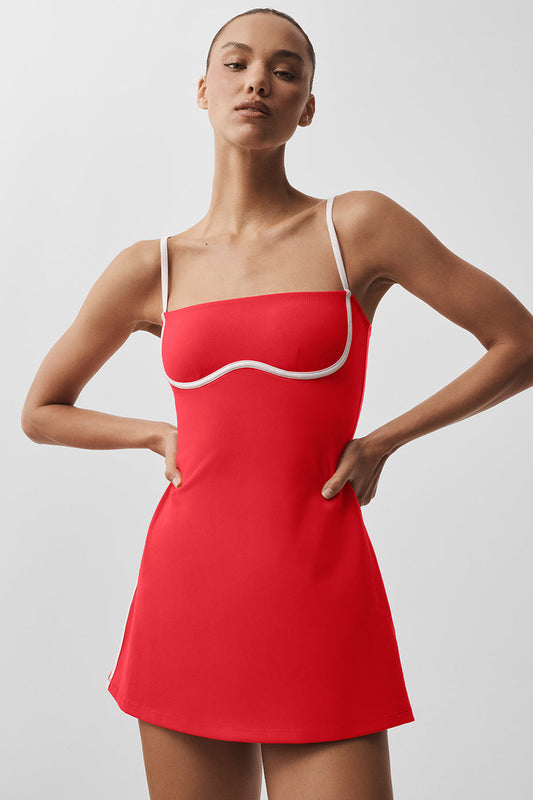 Airbrush Streamlined Dress - Bright Red/White (W8278R)