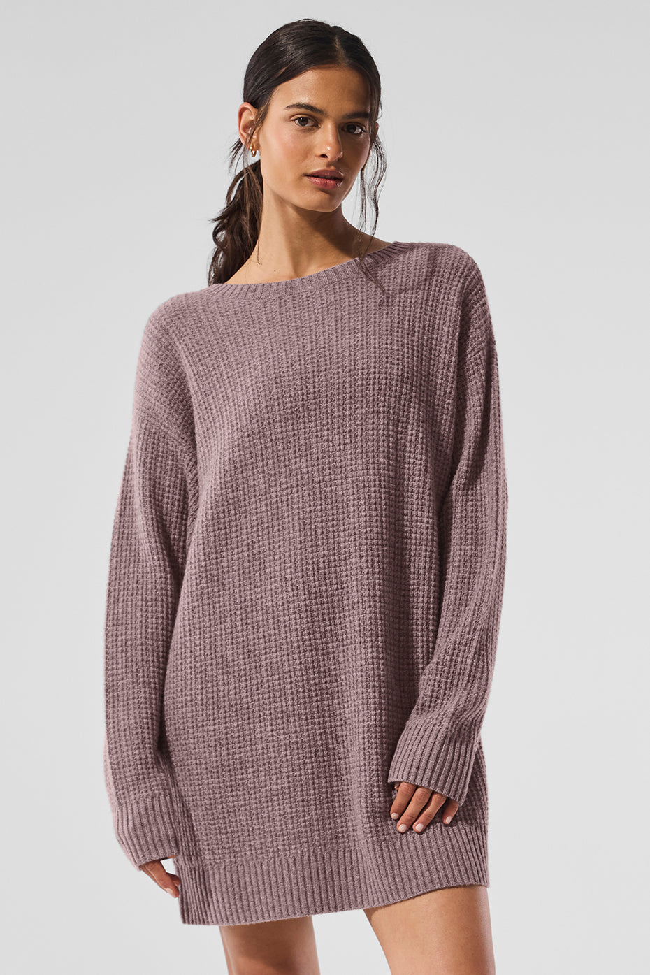 Cashmere Plush Waffle Dress - Mushroom Heather (W8290R)