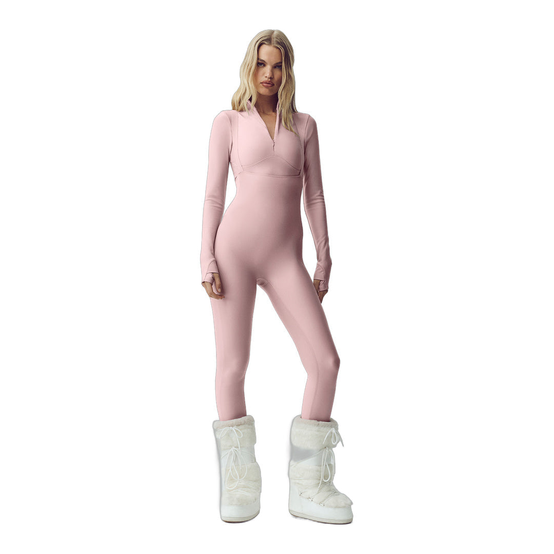 alo Airlift Winter Warm Ski Time Bib - Pink Champagne by Alo Yoga