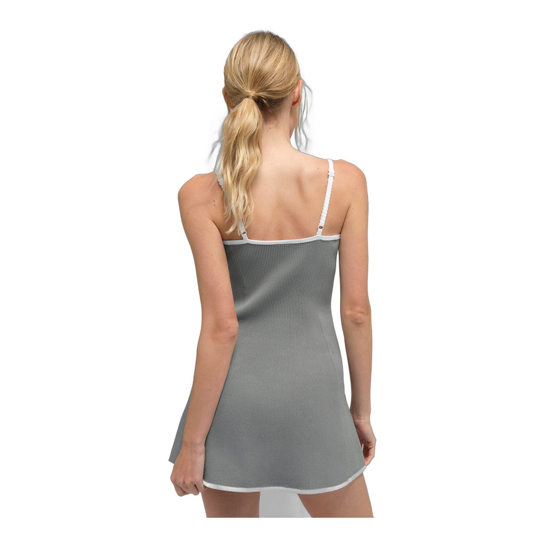 alo Ribbed Sweater Knit Highline Dress - Lunar Grey/White by Alo Yoga