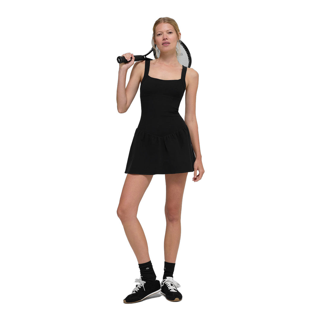 alo Alosoft Break Point Tennis Dress - Black by Alo Yoga