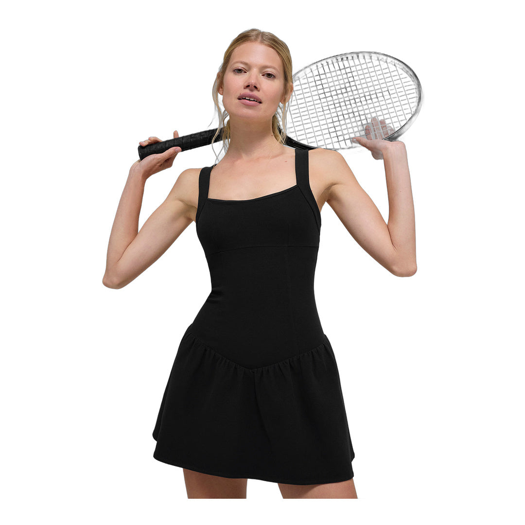alo Alosoft Break Point Tennis Dress - Black by Alo Yoga