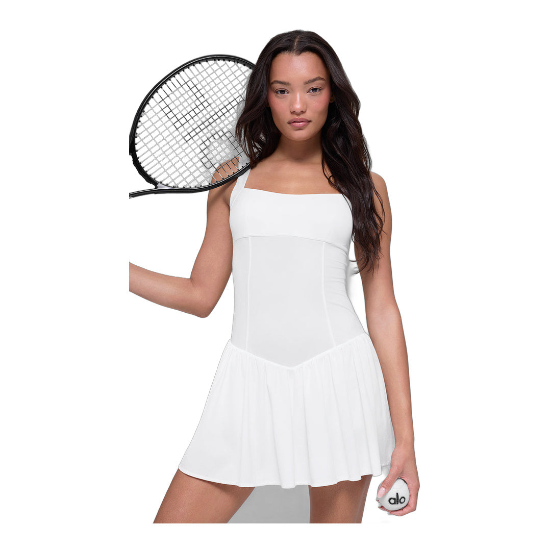 alo Alosoft Break Point Tennis Dress - White by Alo Yoga