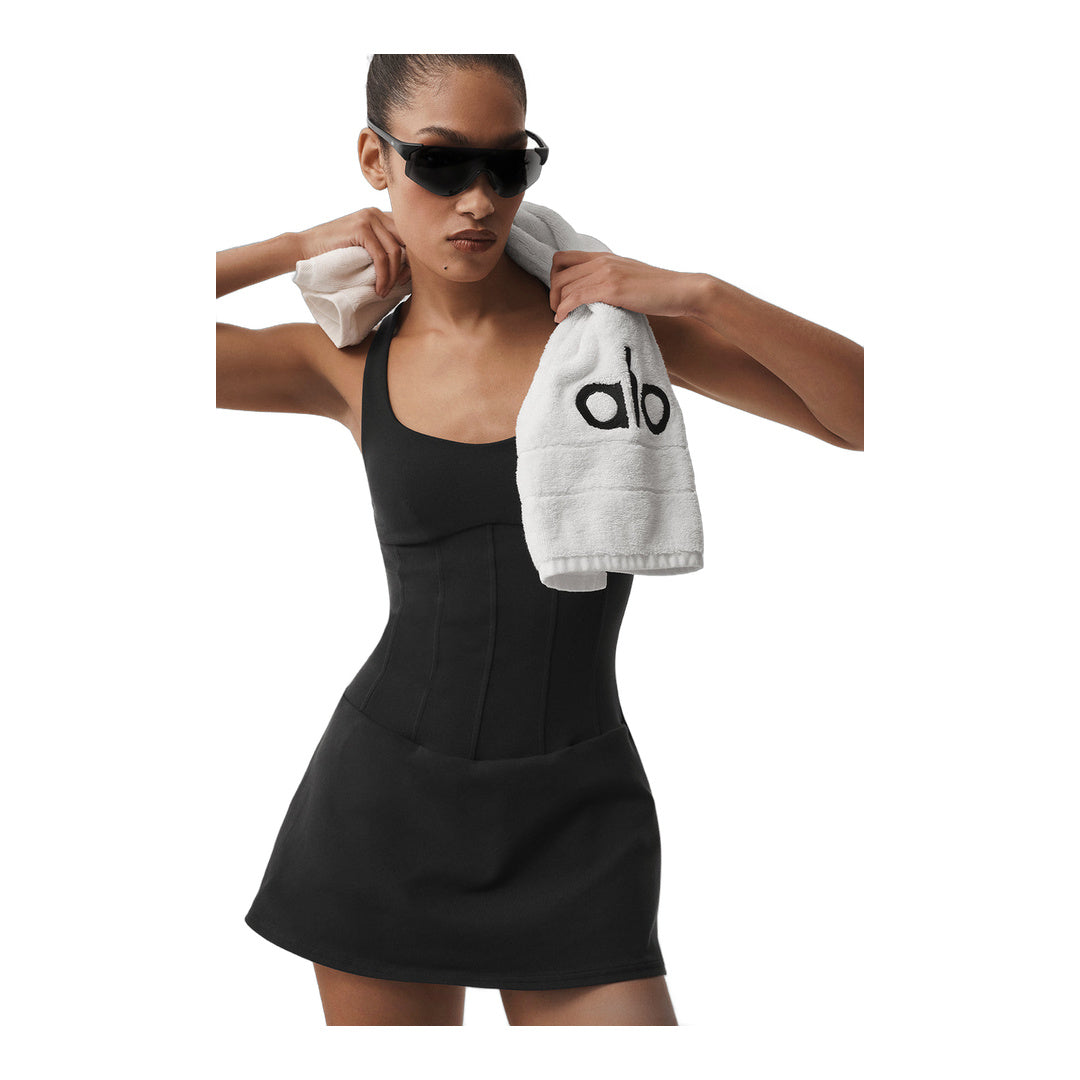 alo Airbrush Sparks Fly Corset Tennis Dress - Black by Alo Yoga