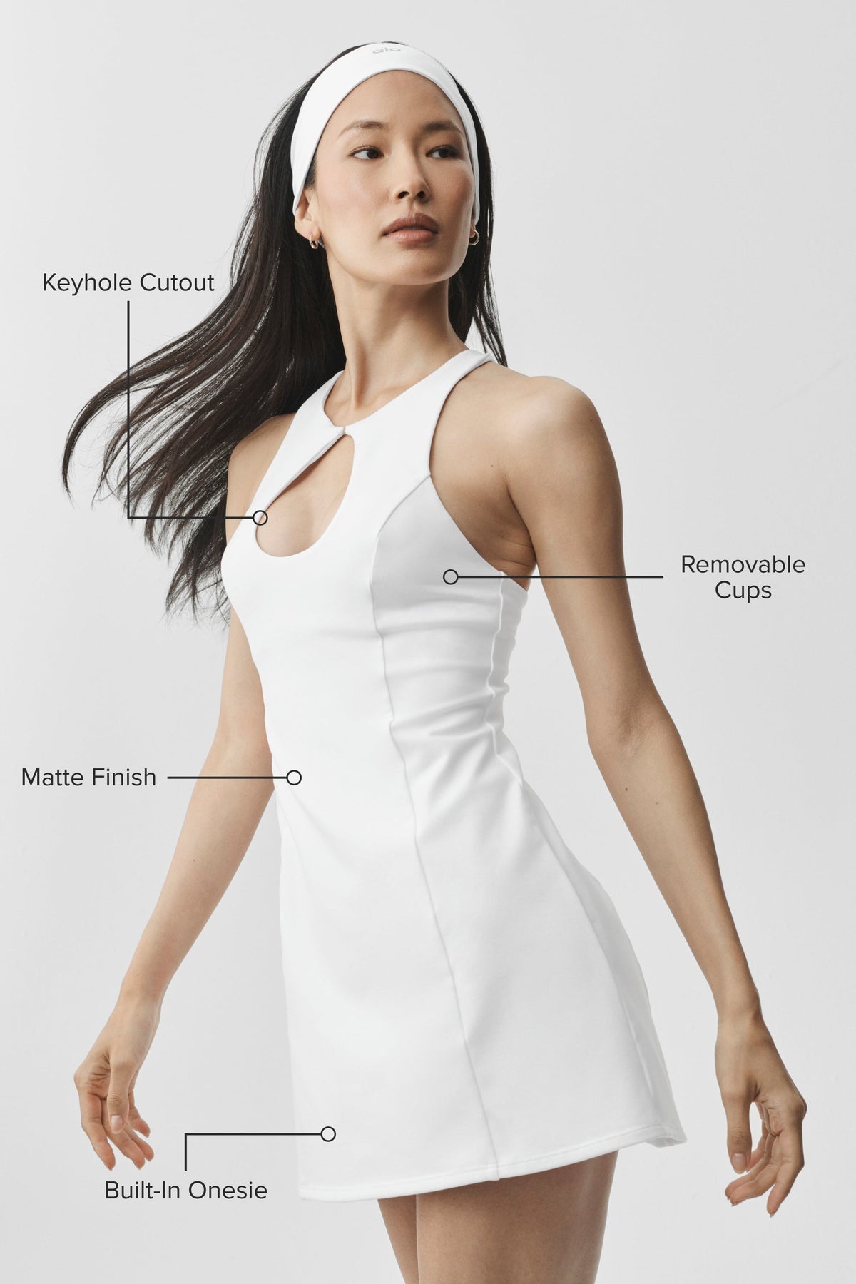 Alo Yoga Airbrush Lock In Tennis Dress in White, product image 2 of 4