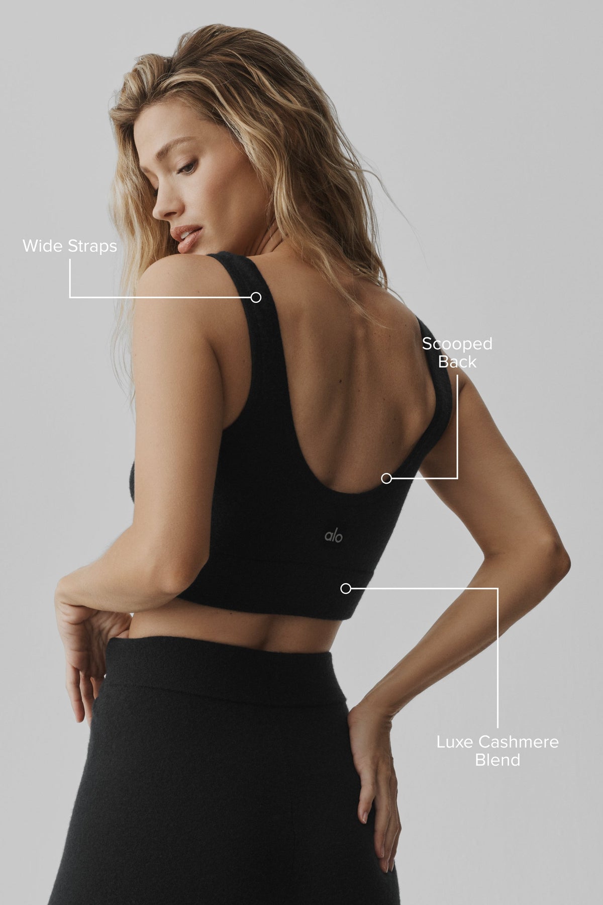 Alo Yoga Semi-Sheer Cashmere Eternity Bra in Black, product image 2 of 4