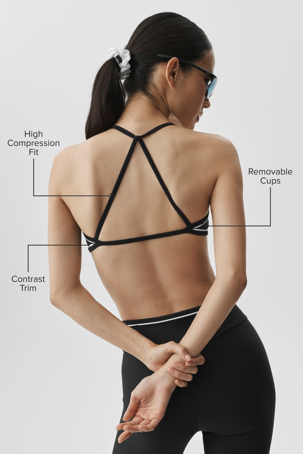 Alo Yoga Airlift Trifecta Bra in Black/White, product image 2 of 4