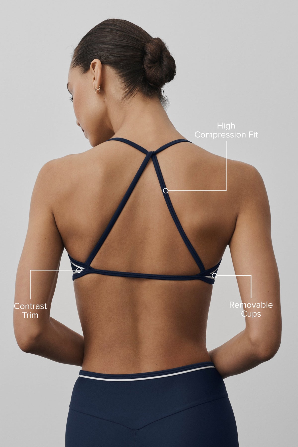 Alo Yoga Airlift Trifecta Bra in Navy/White, product image 2 of 5