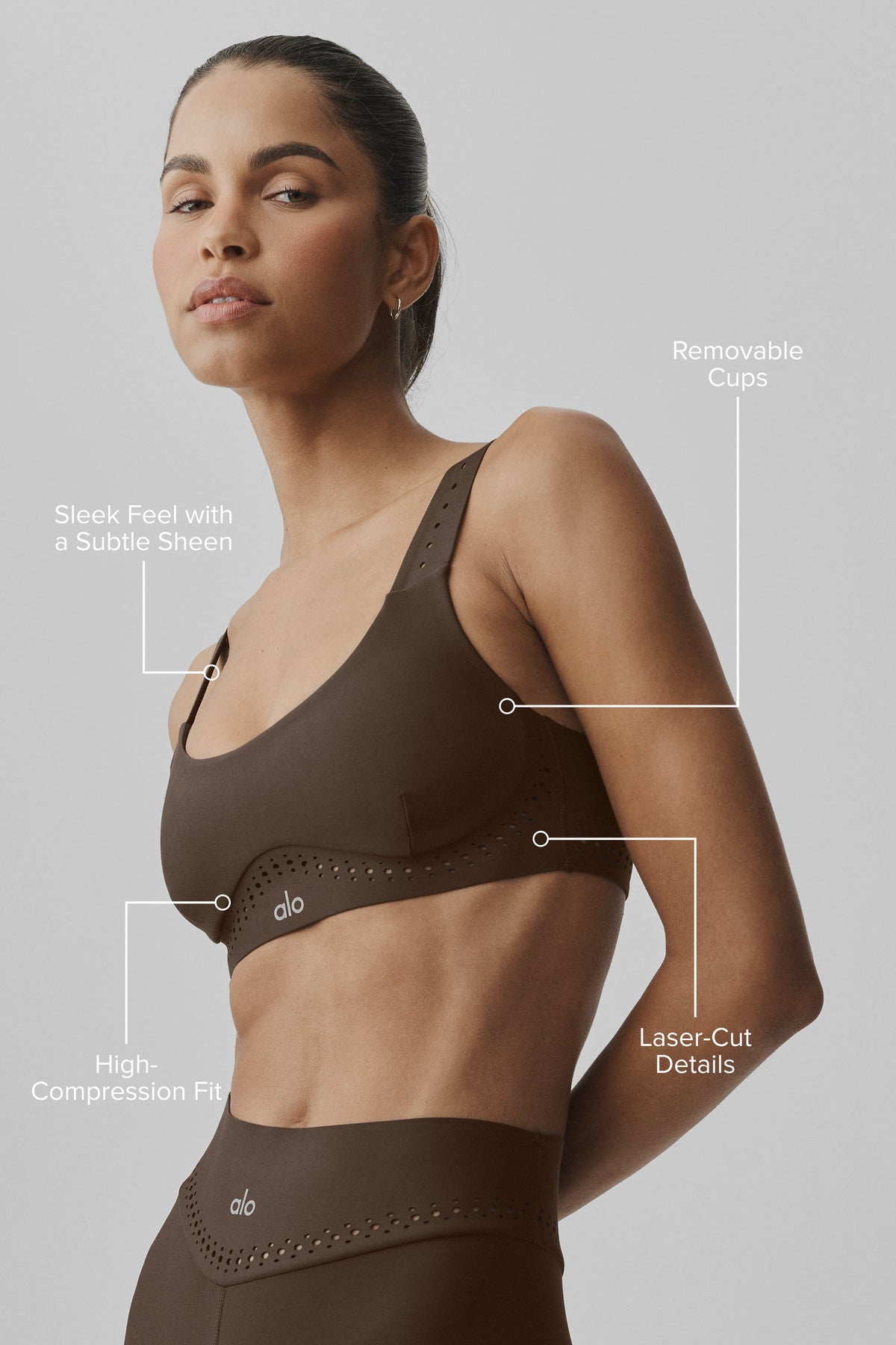 Alo Yoga Airlift Superstar Bra in Espresso, product image 2 of 6