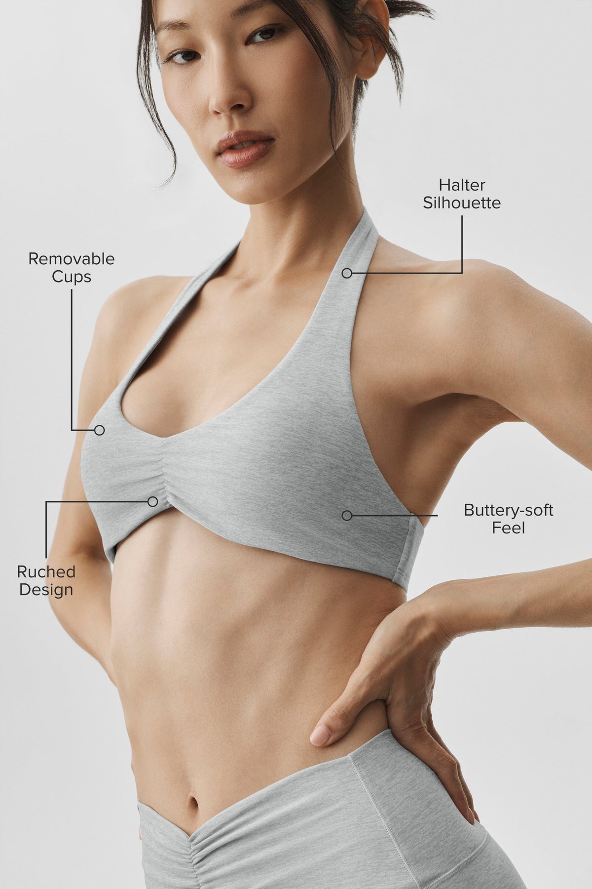 Alo Yoga Alosoft Intuition Bra in Vintage Athletic Heather, product image 2 of 5