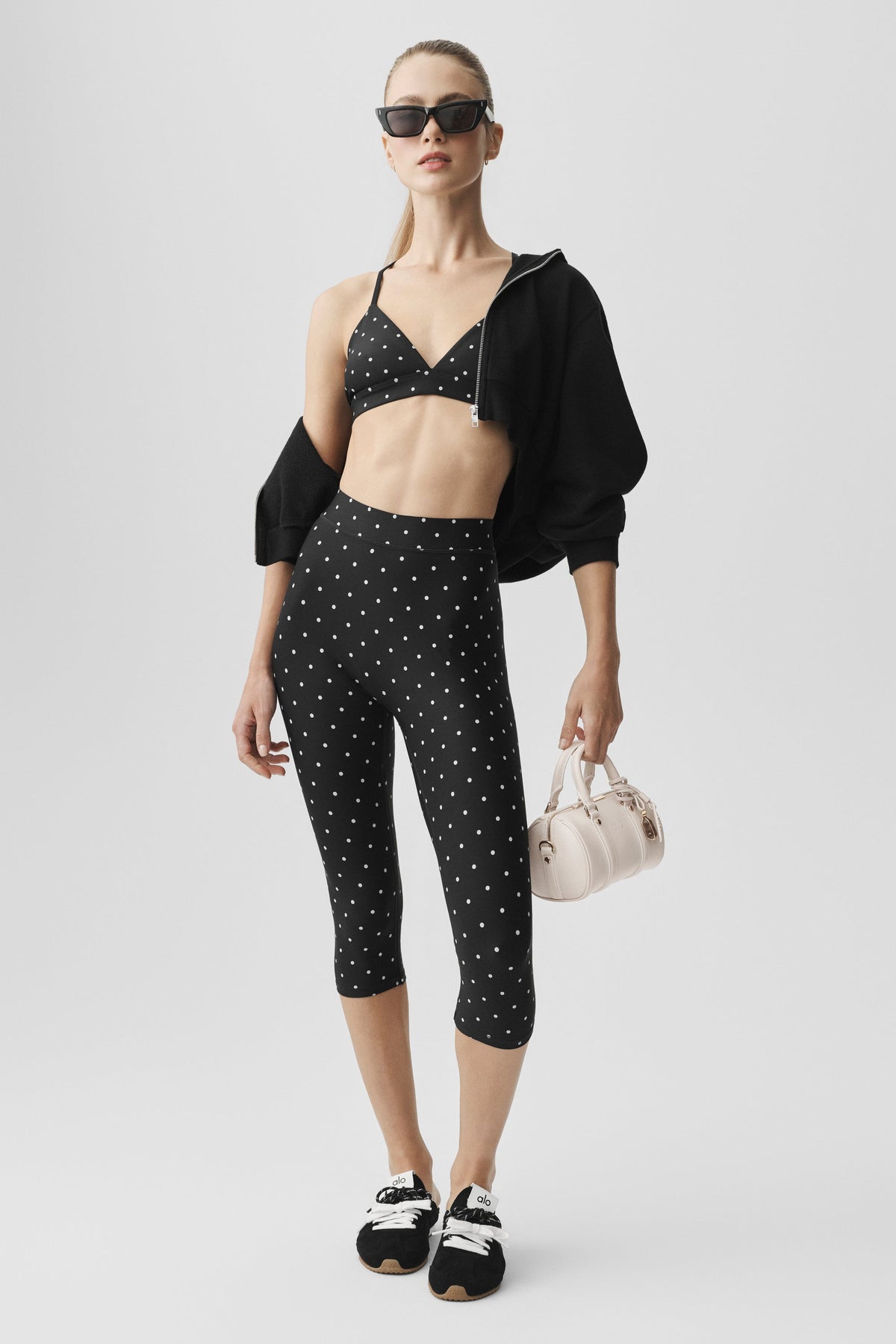 Alo Yoga Airlift Polka Dot Splendor Bra in Black/White, product image 5 of 6