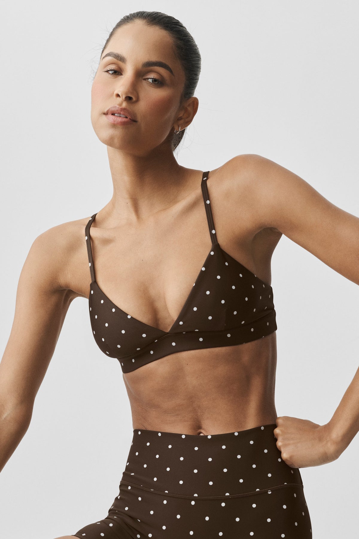 Alo Yoga Airlift Polka Dot Splendor Bra in Espresso/White, product image 3 of 5