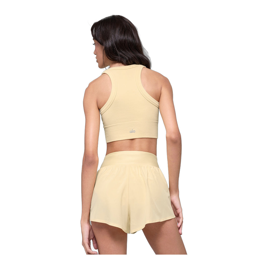 alo Seamless Delight High Neck Bra - Candlelight Yellow by Alo Yoga