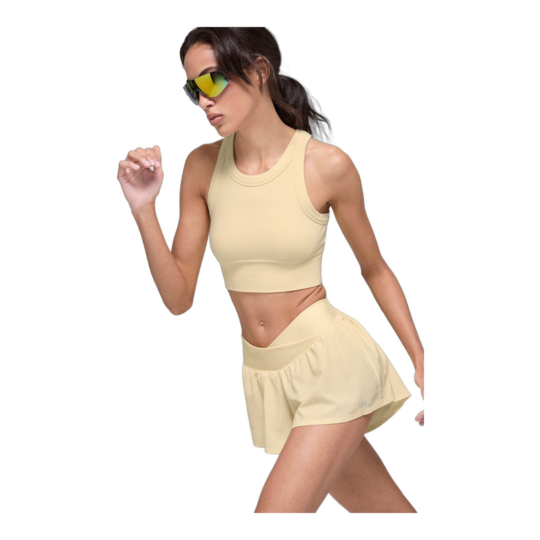alo Seamless Delight High Neck Bra - Candlelight Yellow by Alo Yoga