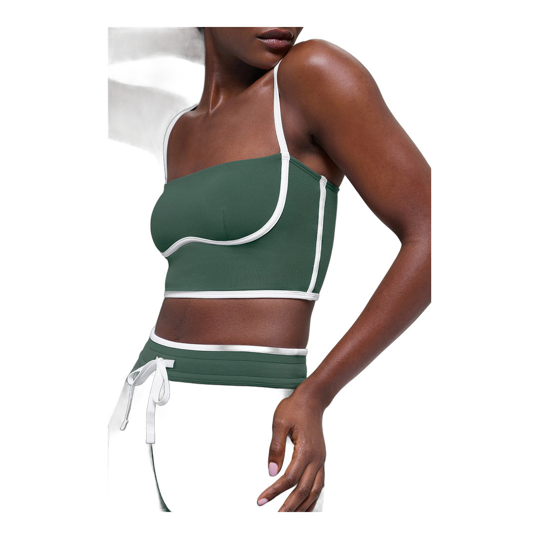 alo Airbrush Streamlined Bra Tank - Clover Green/White by Alo Yoga