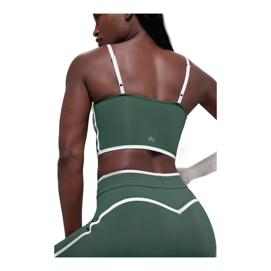 alo Airbrush Streamlined Bra Tank - Clover Green/White by Alo Yoga