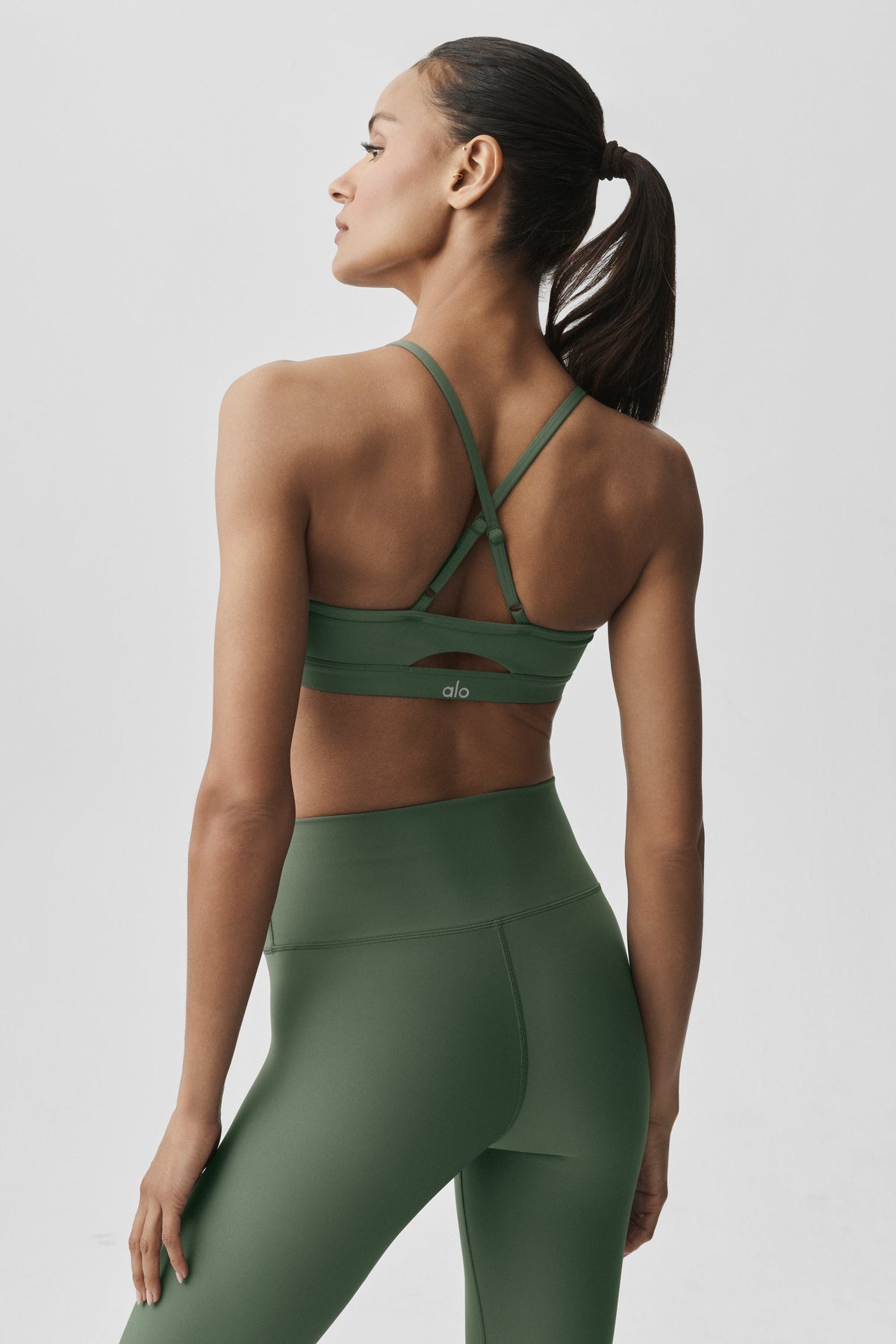 Alo Yoga Airlift Intrigue Bra in Bamboo Green, product image 2 of 4
