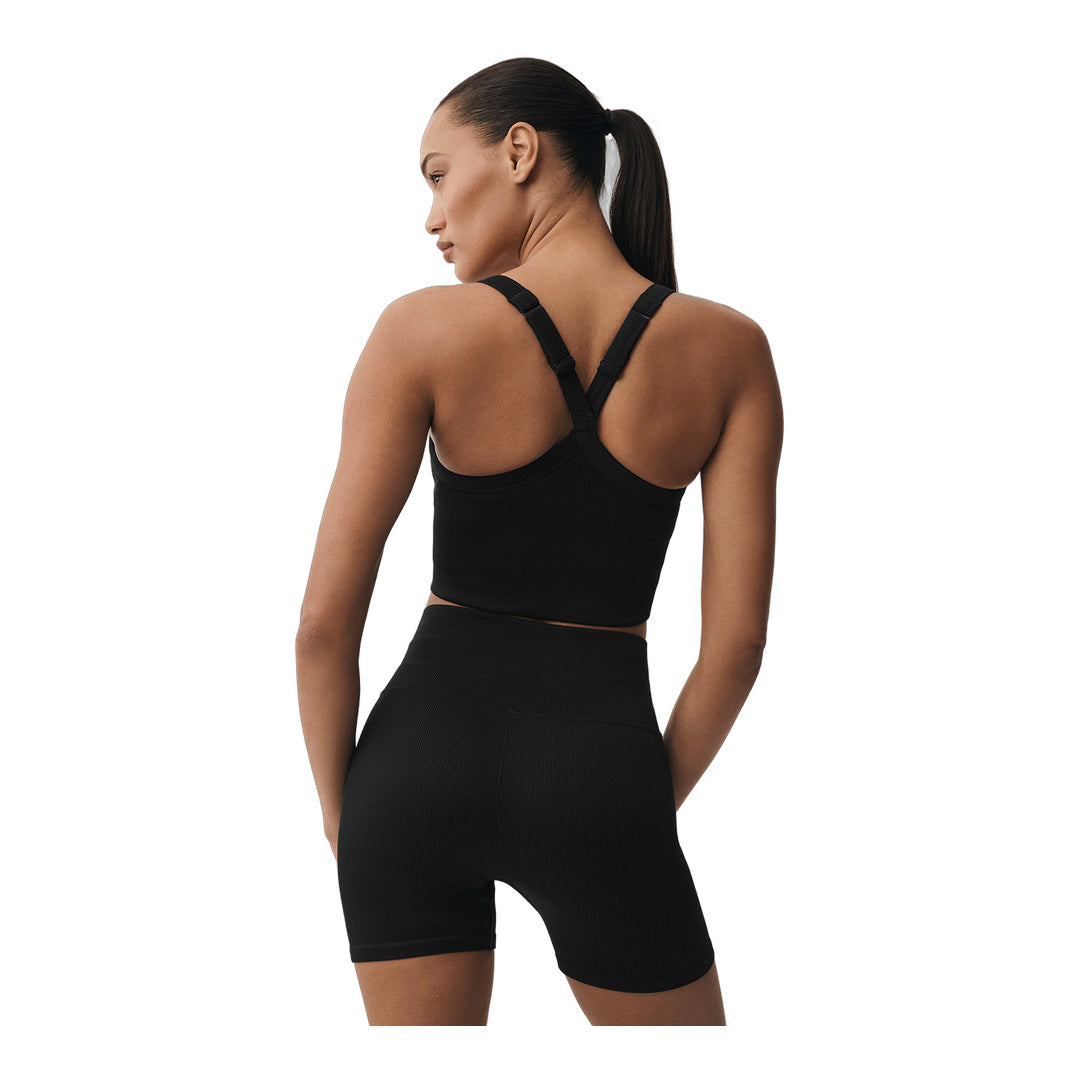 alo Seamless Ribbed Favorite Bra Tank - Black by Alo Yoga