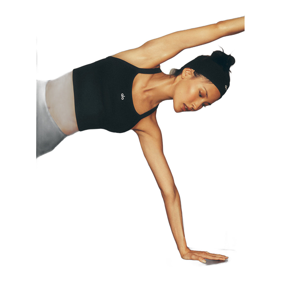 alo Seamless Ribbed Favorite Bra Tank - Black by Alo Yoga
