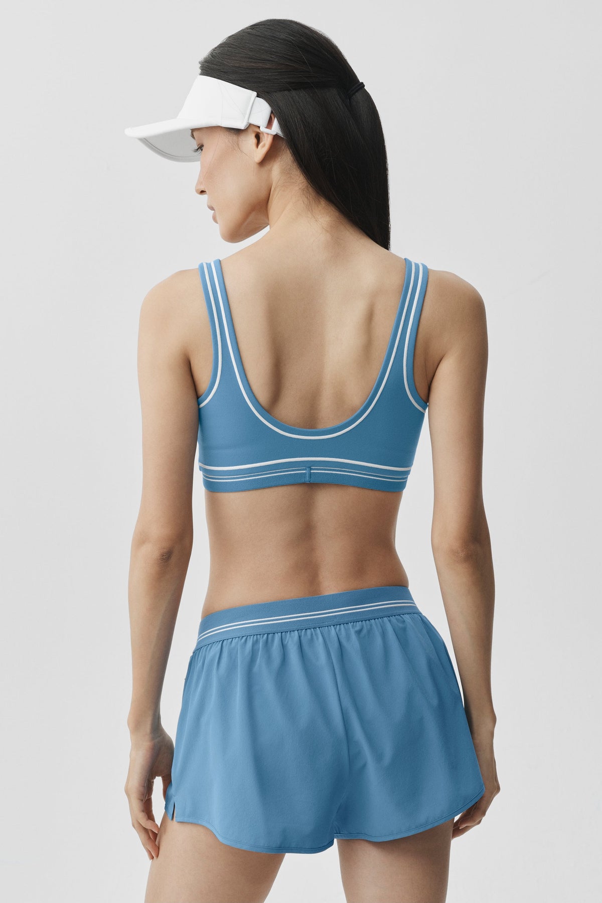 Alo Yoga Airbrush Heart Throb Bra in California Blue/White, product image 2 of 5