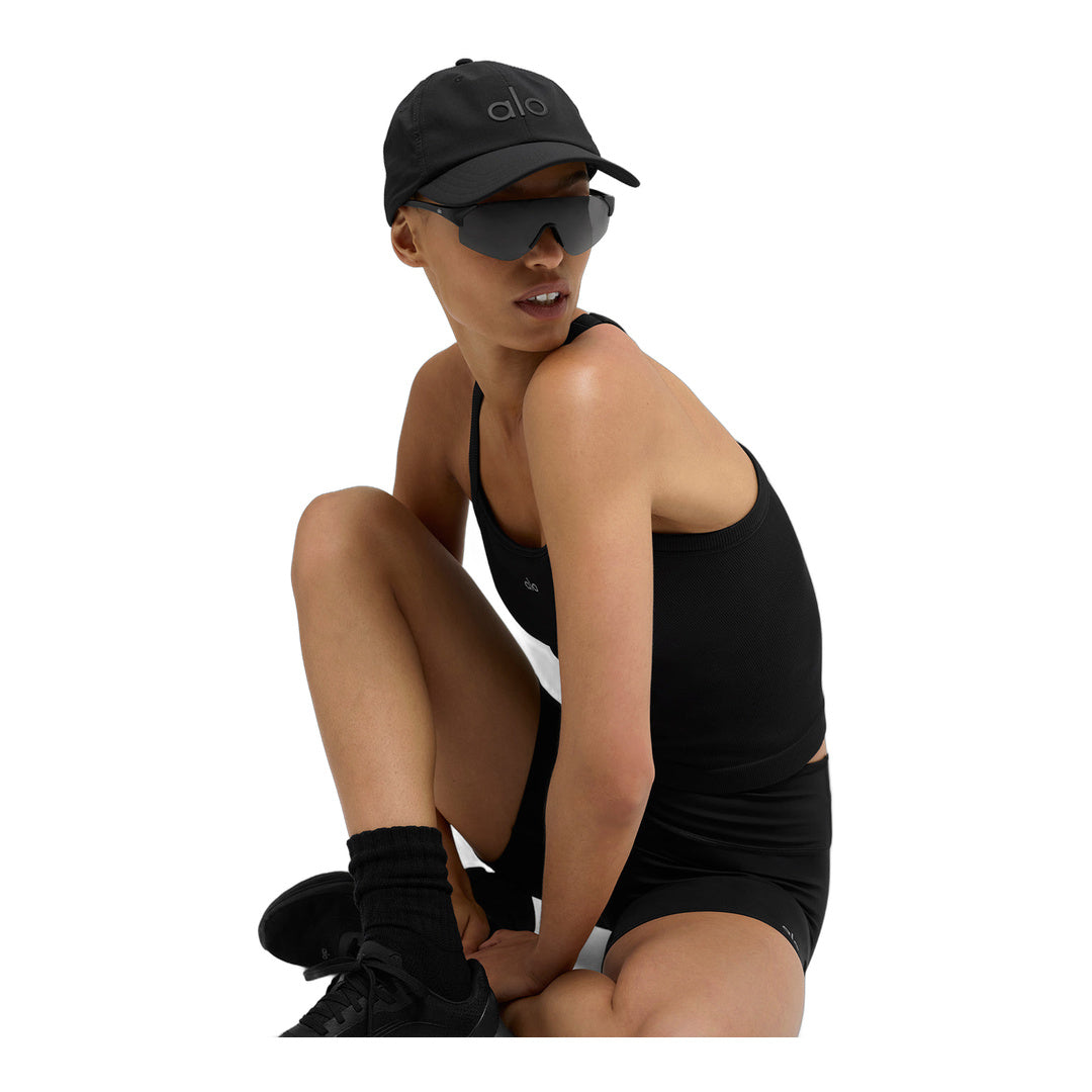 alo Seamless Ribbed Favorite Full Length Bra Tank - Black by Alo Yoga