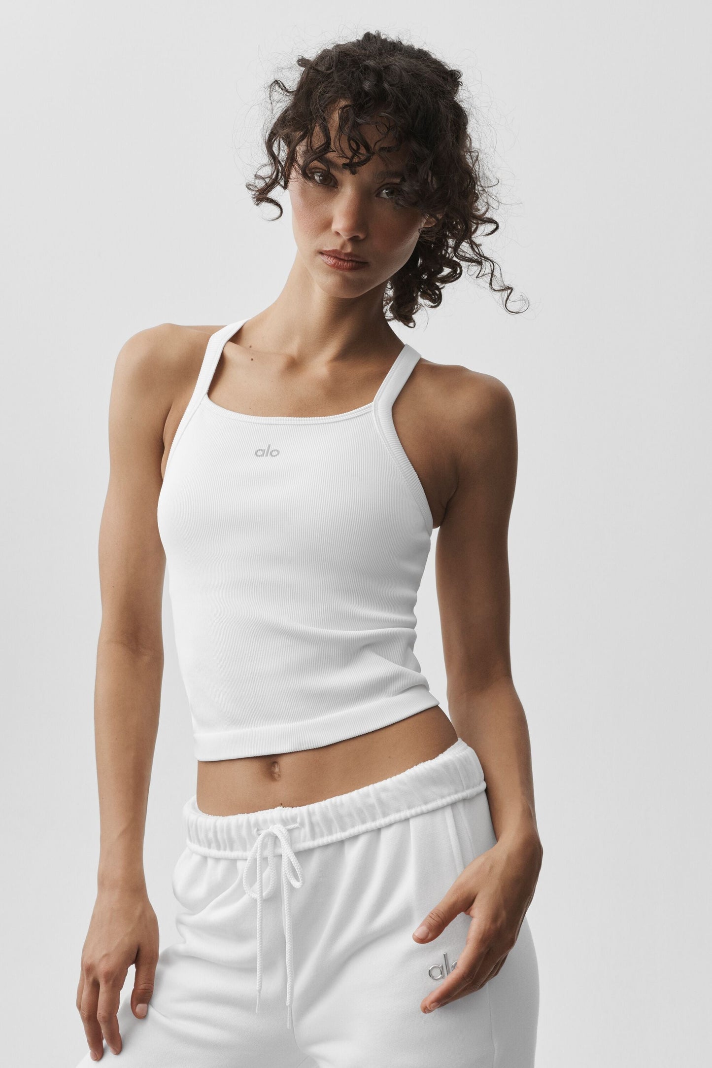 Seamless Ribbed Favorite Full Length Bra Tank - White (W9698R)