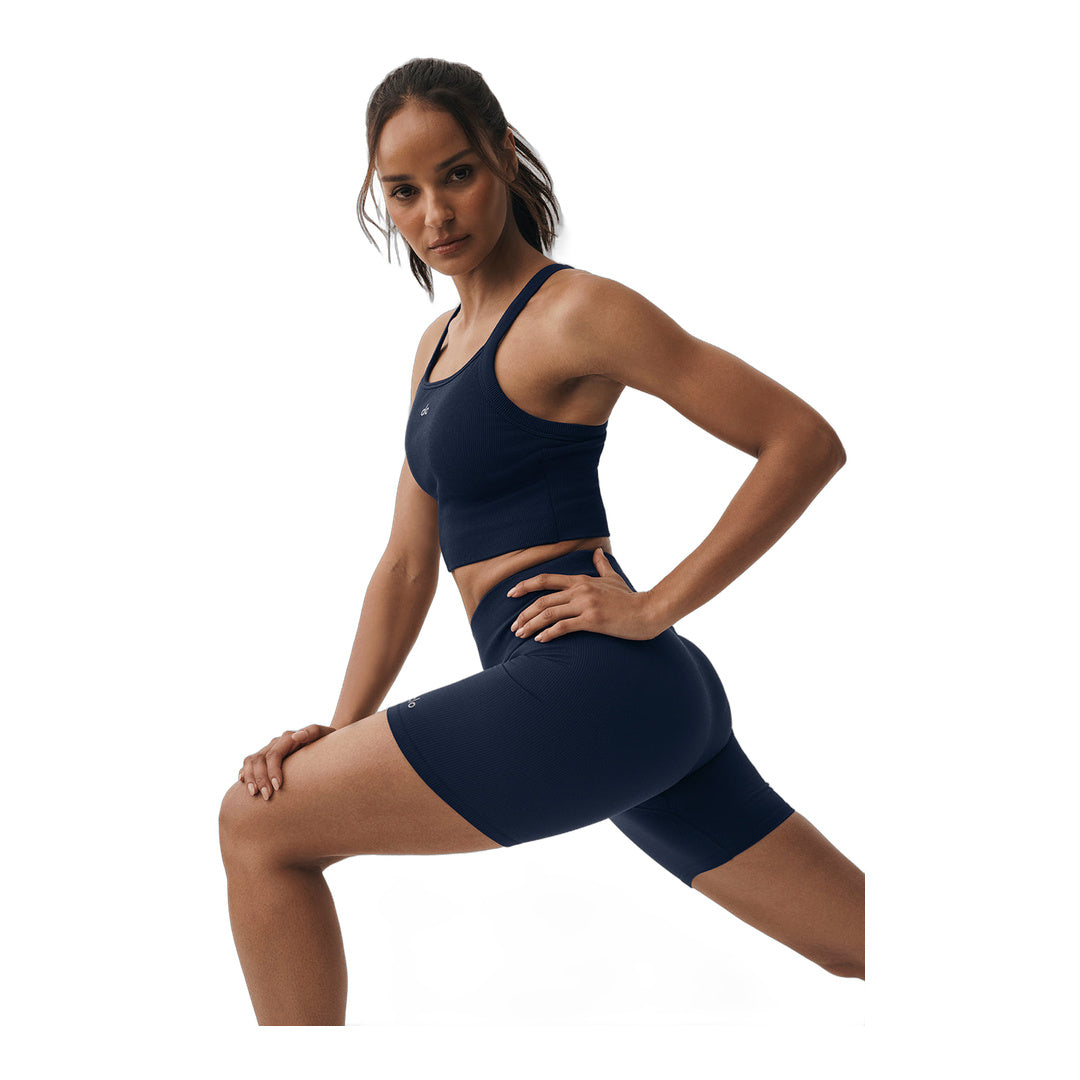alo Seamless Ribbed Favorite Bra Tank - Navy by Alo Yoga