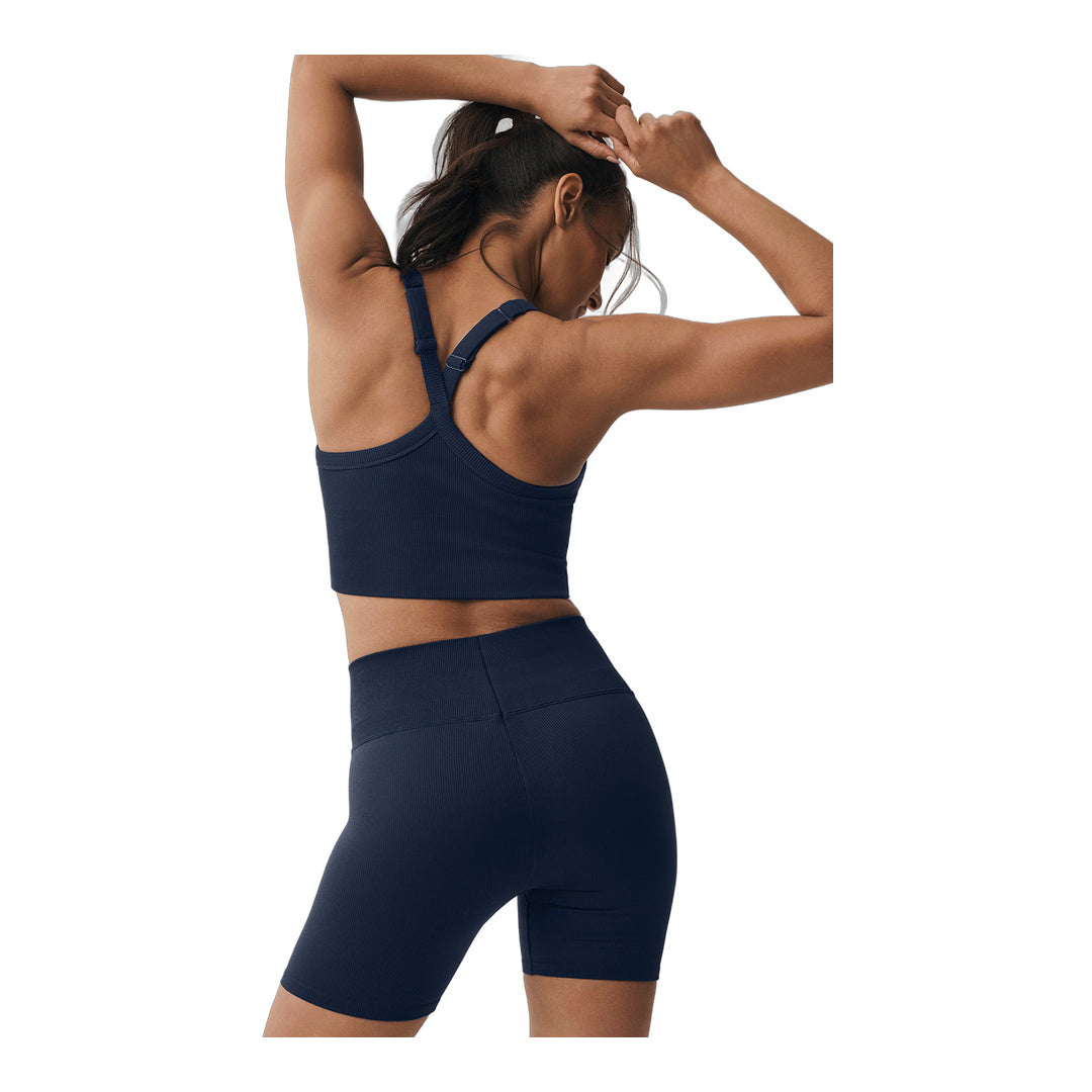 alo Seamless Ribbed Favorite Bra Tank - Navy by Alo Yoga