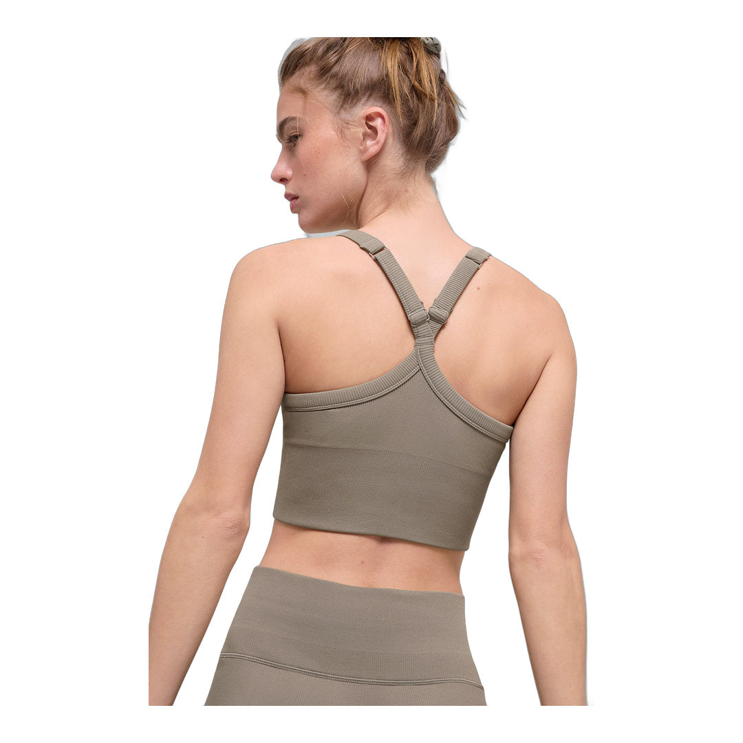 alo Seamless Ribbed Favorite Bra Tank - Light Cocoa by Alo Yoga
