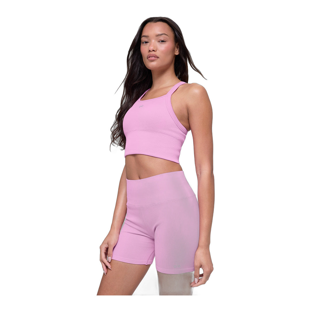 alo Seamless Ribbed Favorite Bra Tank - Candy Heart Pink by Alo Yoga
