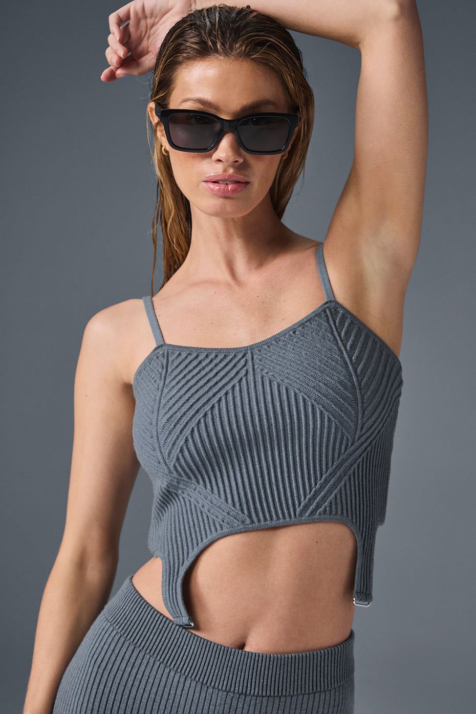 Denim Knit Garter Tank - Steel Grey/Anthracite (W9776R)