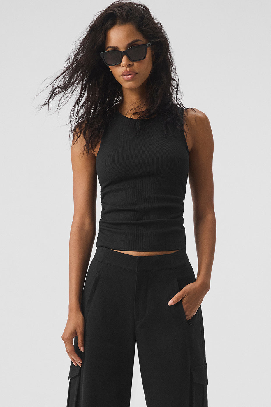 Ribbed En Pointe Tank - Black (W9777R)