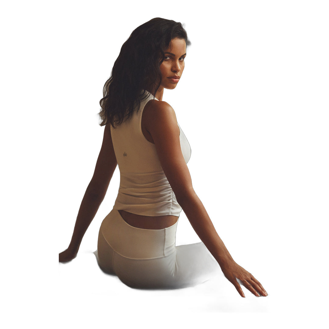 alo Ribbed En Pointe Tank - Ivory by Alo Yoga