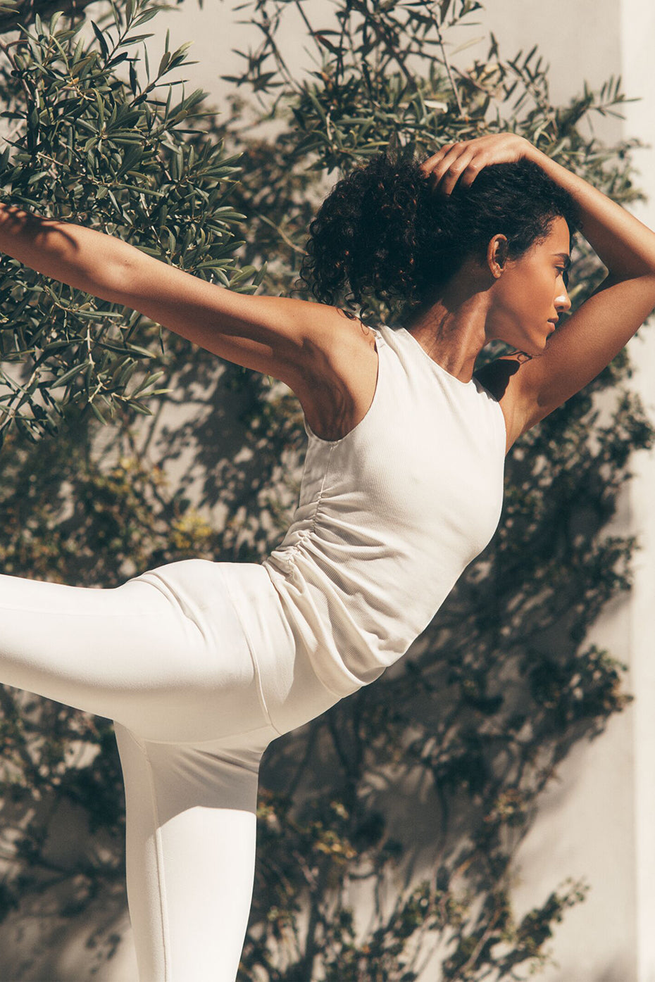 Ribbed En Pointe Tank - Ivory (W9777R)