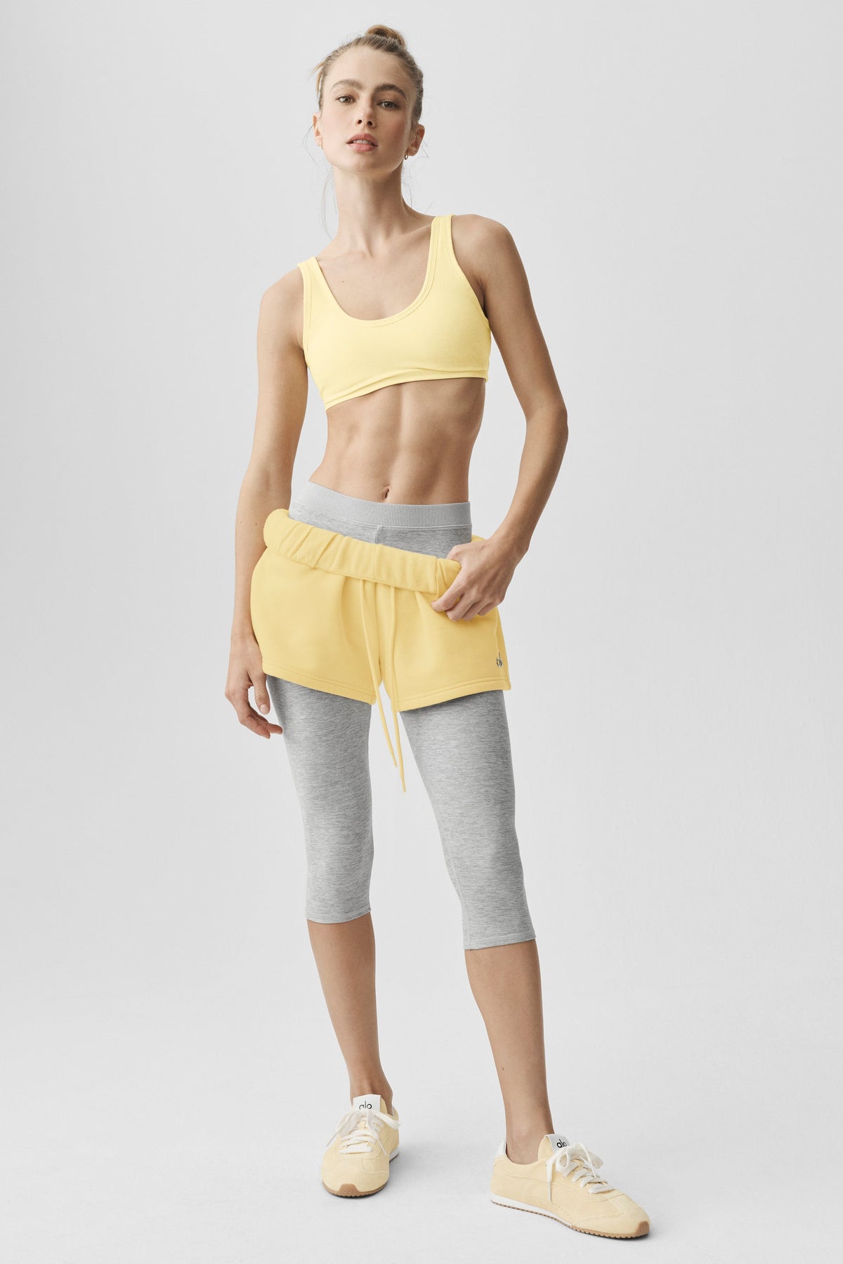 Alo Yoga Alosoft Center Stage Bra in Warm Butter Heather, product image 4 of 4