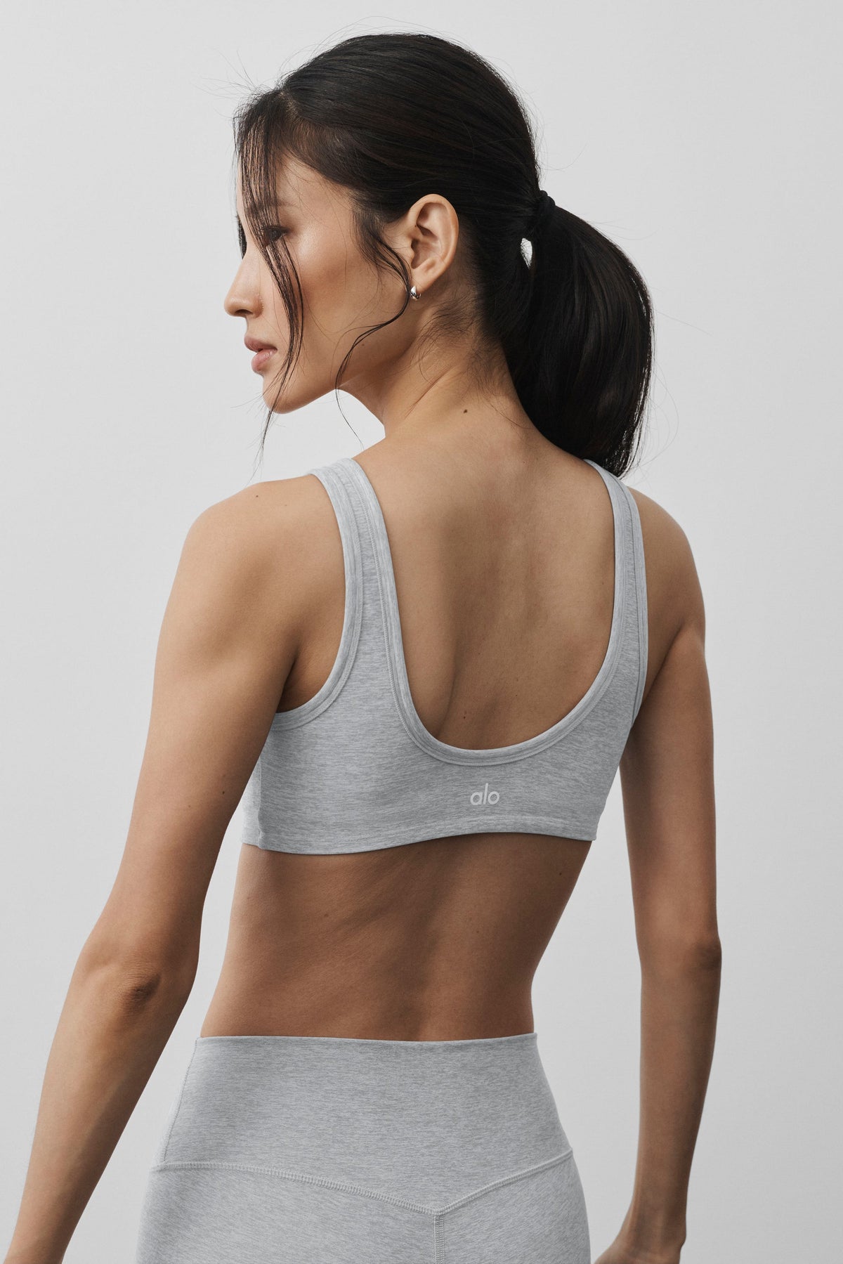 Alo Yoga Alosoft Center Stage Bra in Vintage Athletic Heather, product image 2 of 5