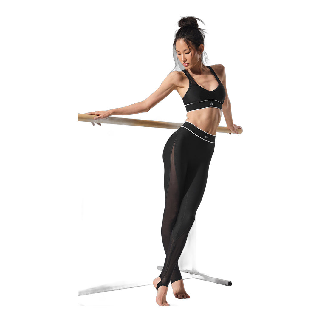 alo Airlift Mesh High-Waist Darling Stirrup Legging - Black by Alo Yoga