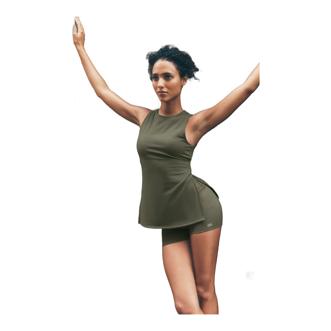 alo ALO Softsculpt Precision Full Length Bra Tank - Green Olive by Alo Yoga