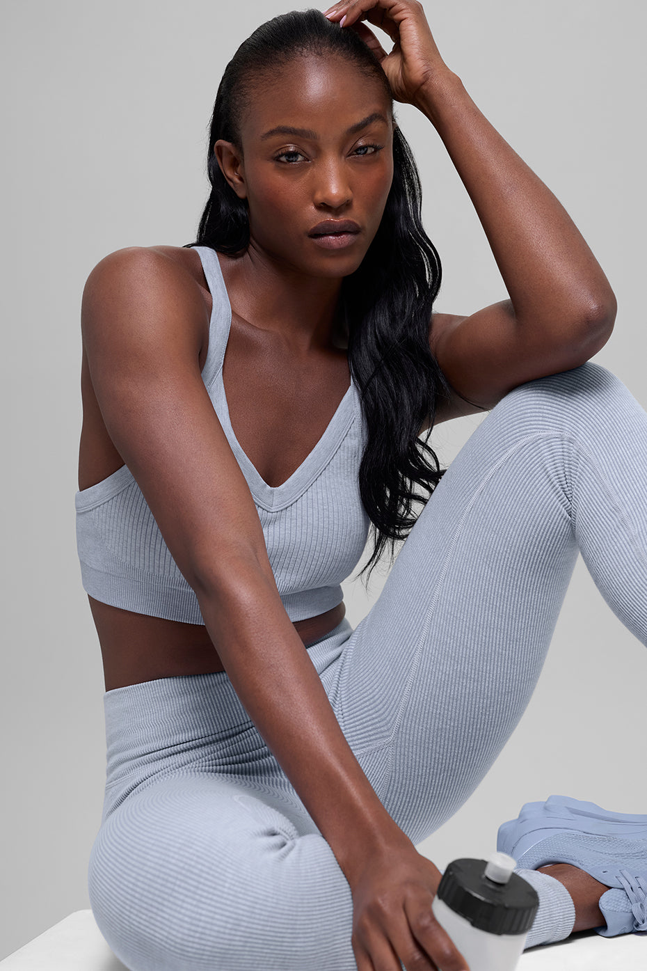 Seamless Two Tone Rib Bra - Winter Frost Heather (W9882R)