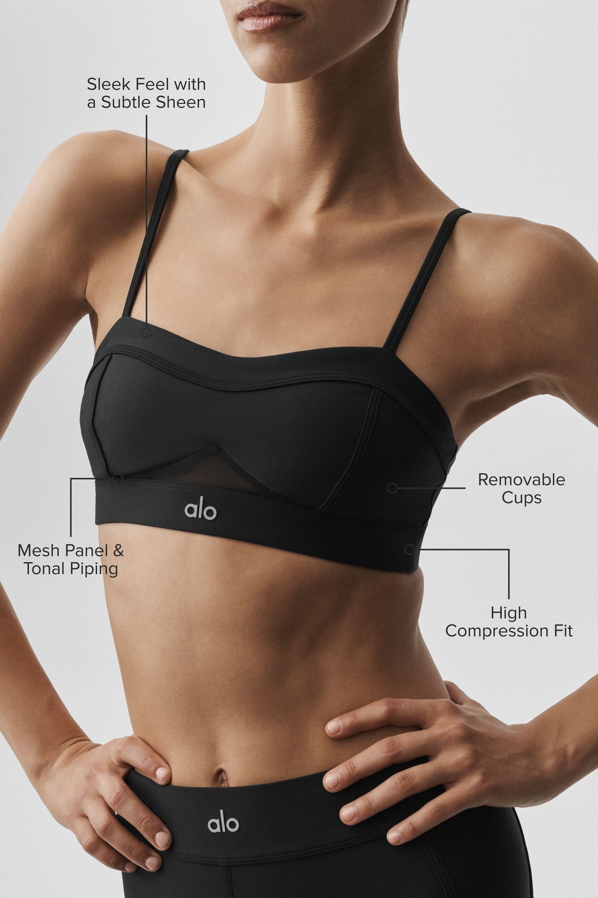 Alo Yoga Airlift Skyglow Bra in Black, product image 2 of 4