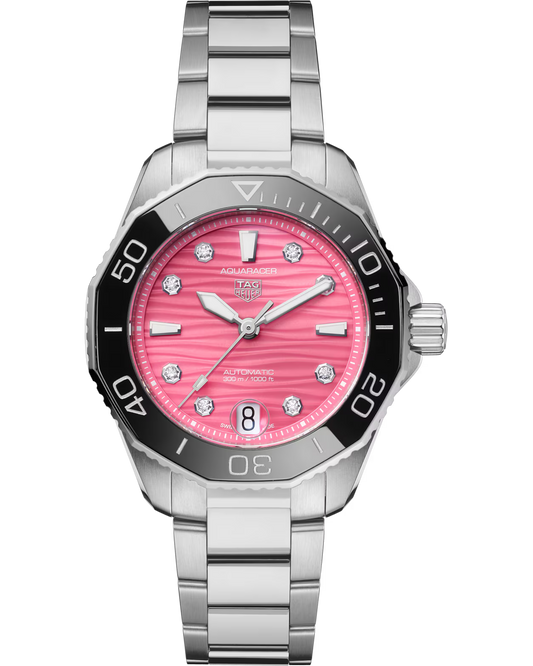 Women’s TAG Heuer Aquaracer 36mm Pink Diamond Dial Automatic Watch - Zeuskicks
