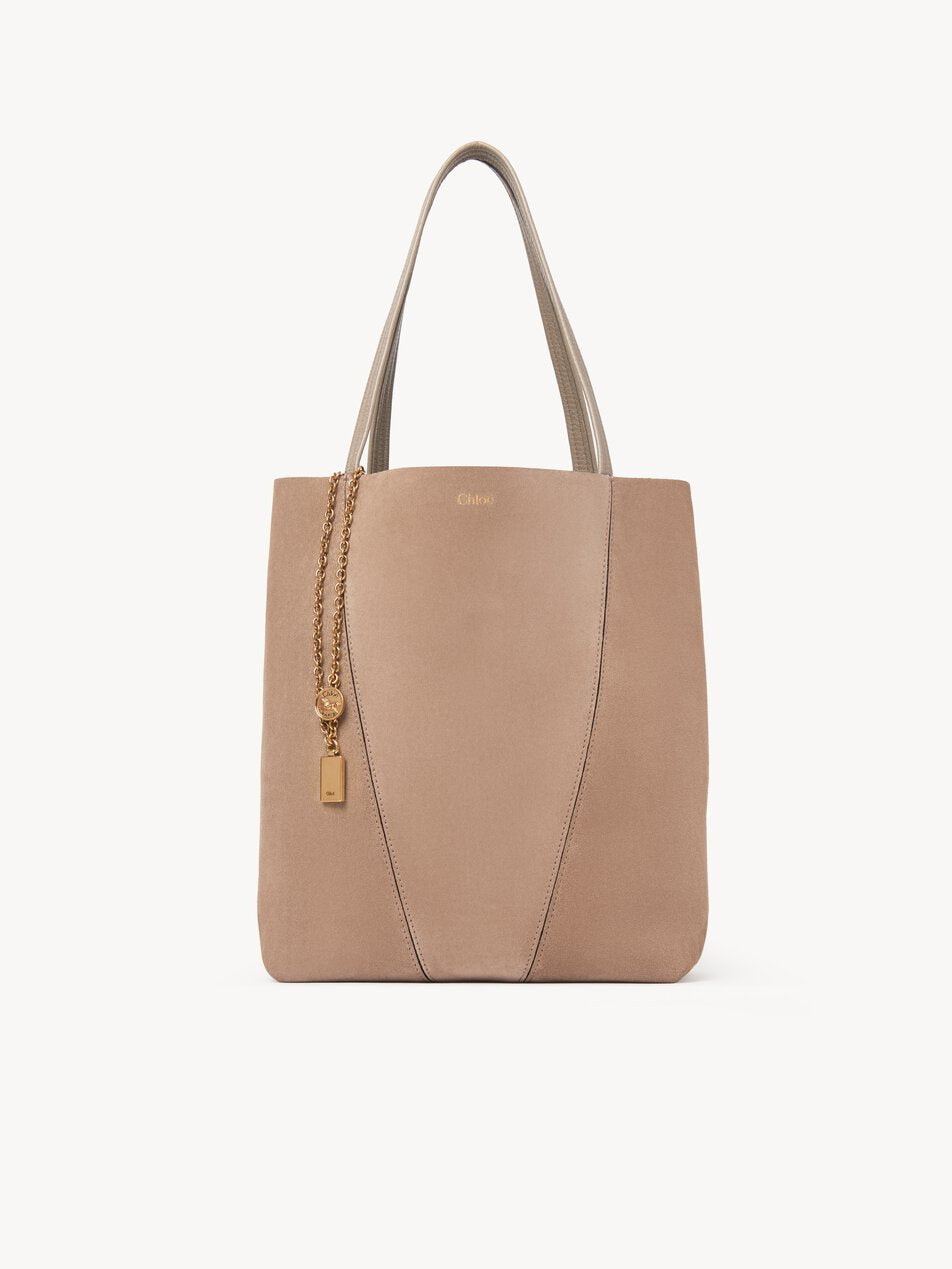 CHLOE Spin tote bag in suede leather Motty Grey by CHLOE