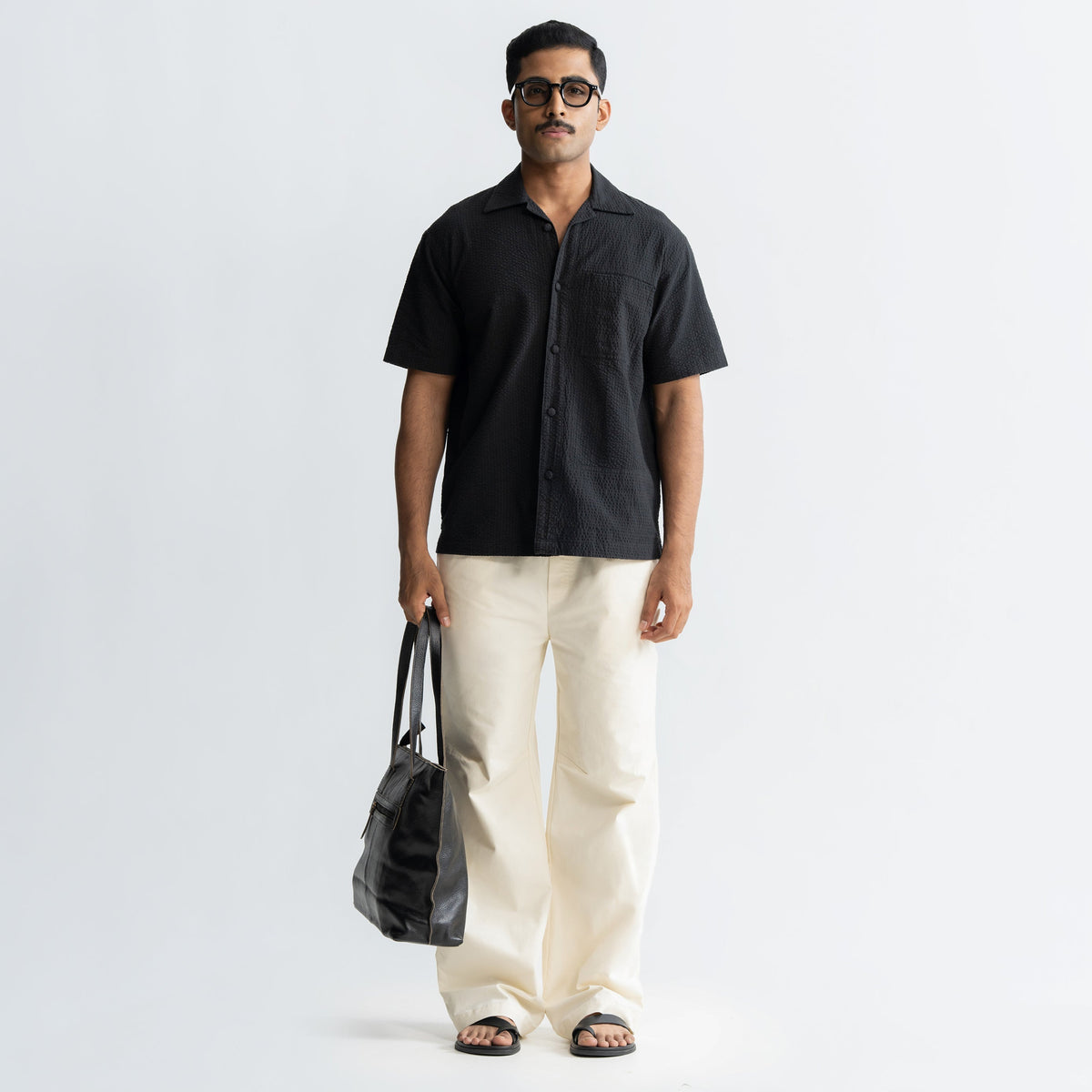 KNEE DART COTTON PANTS - CREAM by Warping Theories
