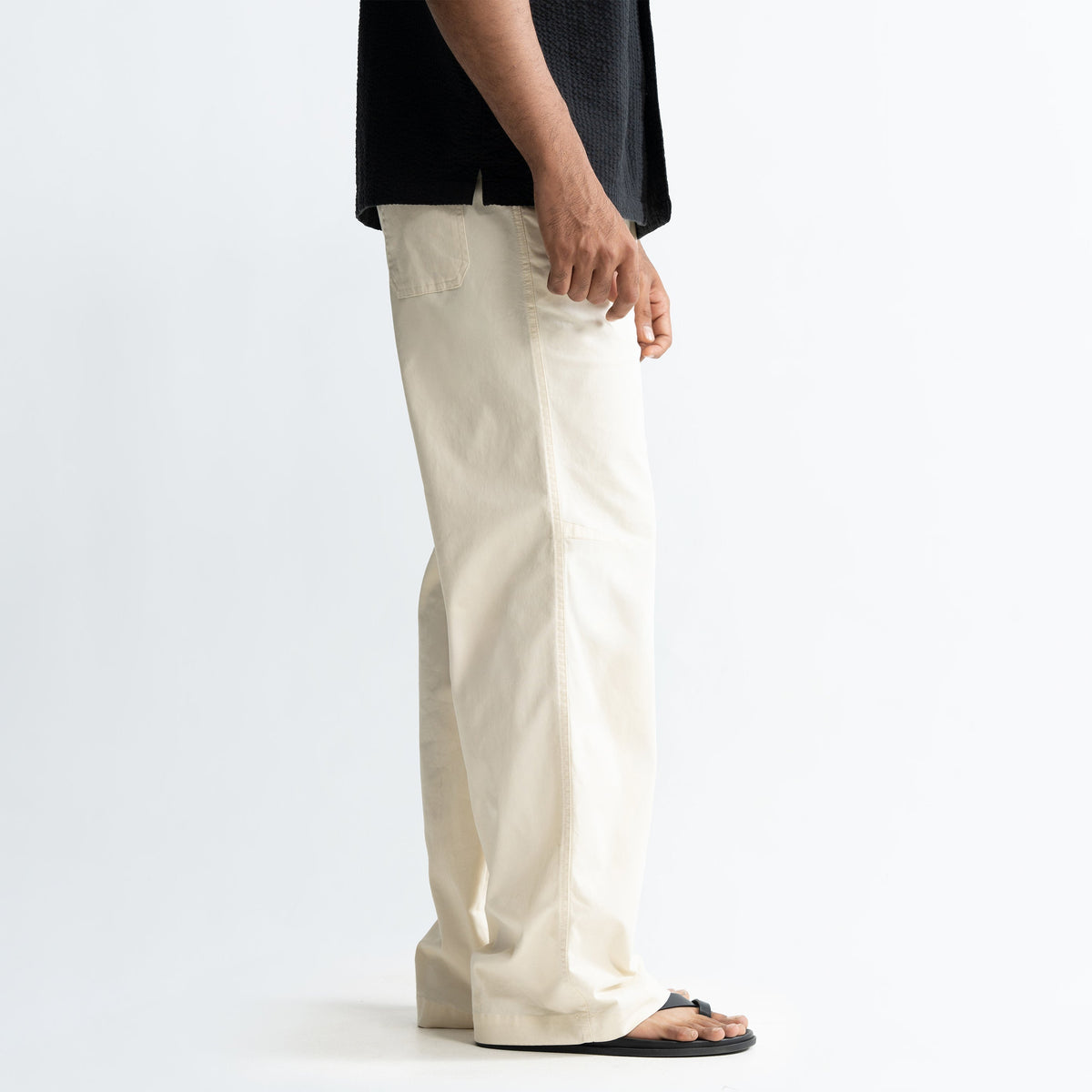 KNEE DART COTTON PANTS - CREAM by Warping Theories