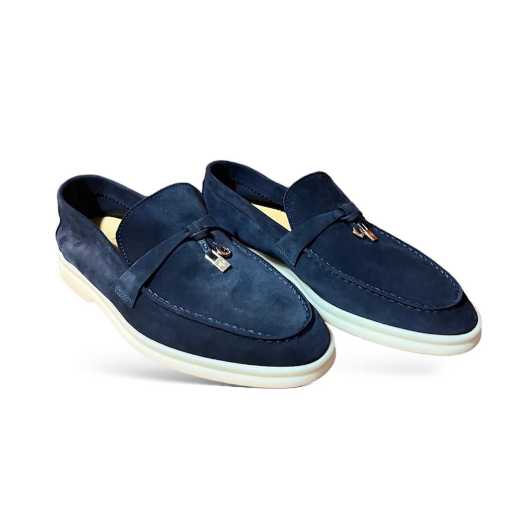 Loro Piana Summer Charms Walk Loafers – Dark Blue Suede Edition