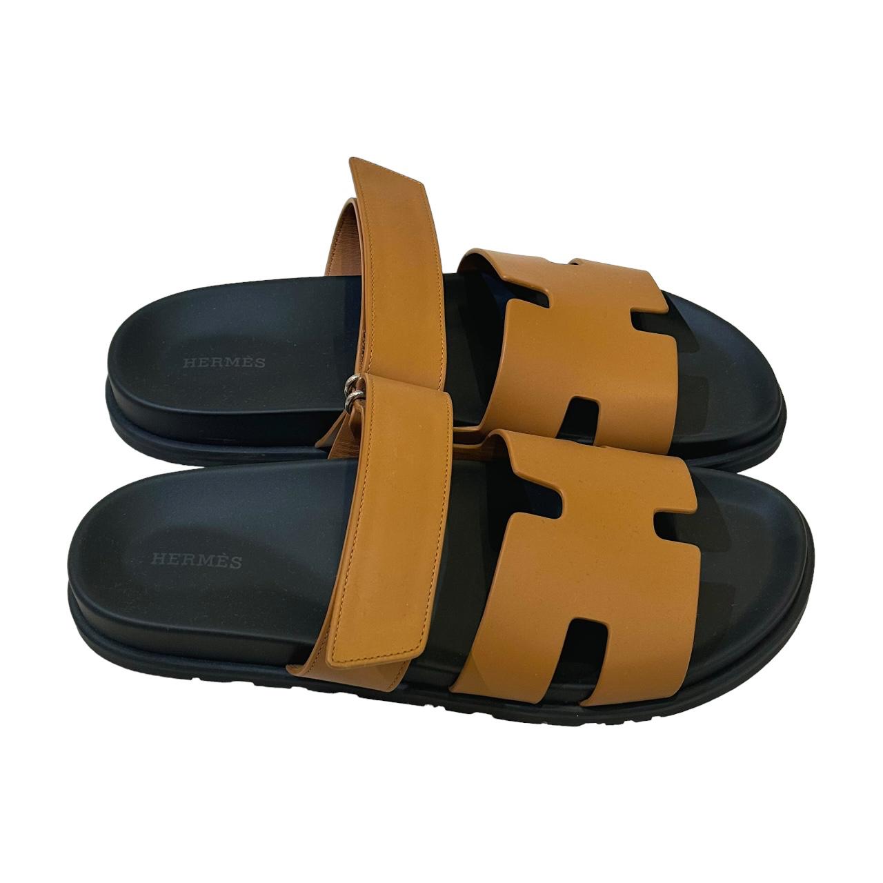 Hermès Chypre Sandals – Gold Leather (Men)